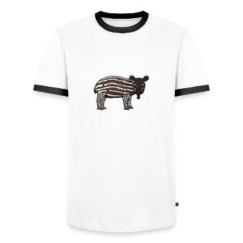Babytapir - Men's Ringer Shirt - white/black - Front - AI Model Female 172 light (172cm) & AI Model Male 178 dark (178cm)