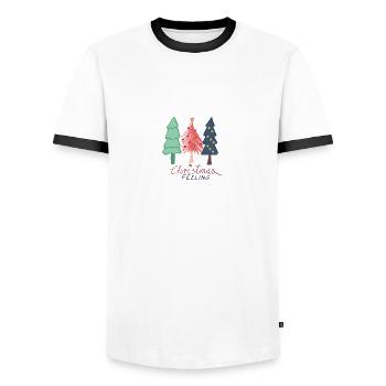 Christmas Feeling - Männer Kontrast-T-Shirt - Weiß/Schwarz - Vorne - AI Model Female 172 light (172cm) & AI Model Male 178 dark (178cm)