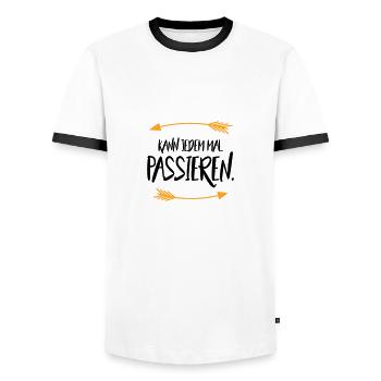 Sprüche Kann jedem mal passieren - Männer Kontrast-T-Shirt - Weiß/Schwarz - Vorne - AI Model Female 172 light (172cm) & AI Model Male 178 dark (178cm)