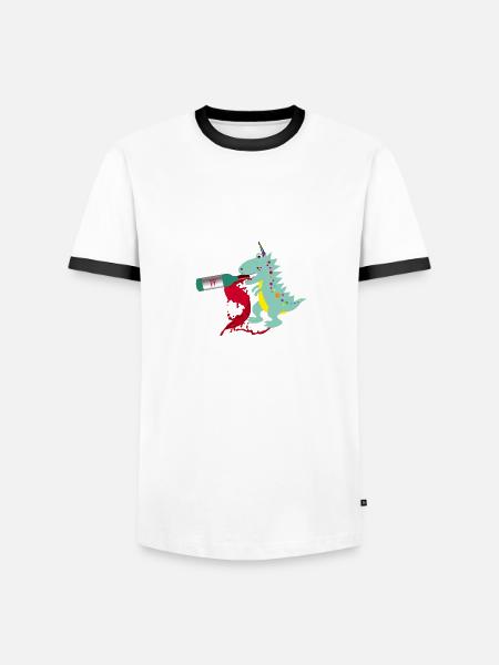 vino dino,wein,dinosaurier,vino - Männer Kontrast-T-Shirt - Weiß/Schwarz