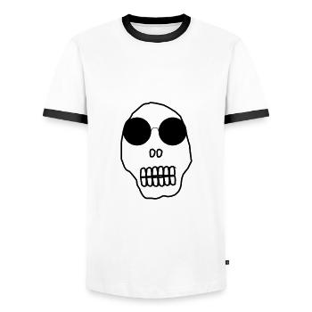 cooler Totenkopf mit Sonnenbrille / Totenschädel - Männer Kontrast-T-Shirt - Weiß/Schwarz - Vorne - AI Model Female 172 light (172cm) & AI Model Male 178 dark (178cm)