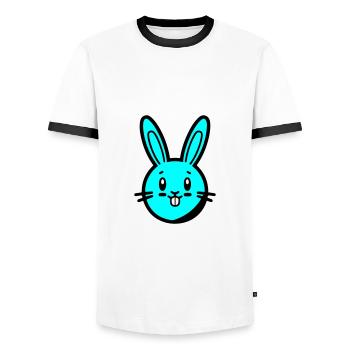 Lapin Pâques - T-shirt contrasté Homme - blanc/noir - Devant - AI Model Female 172 light (172cm) & AI Model Male 178 dark (178cm)