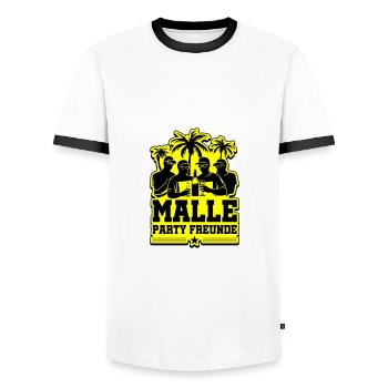 Malle Party Friends Holidays Mallorca - Men's Ringer Shirt - white/black - Front - AI Model Female 172 light (172cm) & AI Model Male 178 dark (178cm)