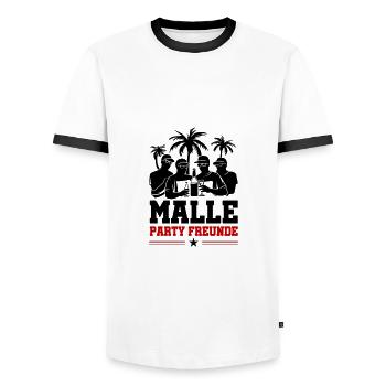 Malle Party Friends Holidays Mallorca - Men's Ringer Shirt - white/black - Front - AI Model Female 172 light (172cm) & AI Model Male 178 dark (178cm)
