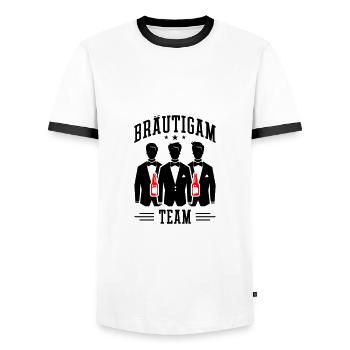 Team Bräutigam Hochzeit - Männer Kontrast-T-Shirt - Weiß/Schwarz - Vorne - AI Model Female 172 light (172cm) & AI Model Male 178 dark (178cm)