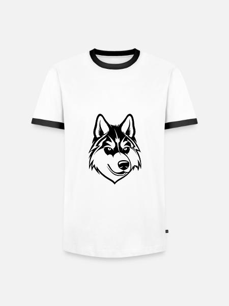 Husky Dog Wolf - Men's Ringer Shirt - white/black