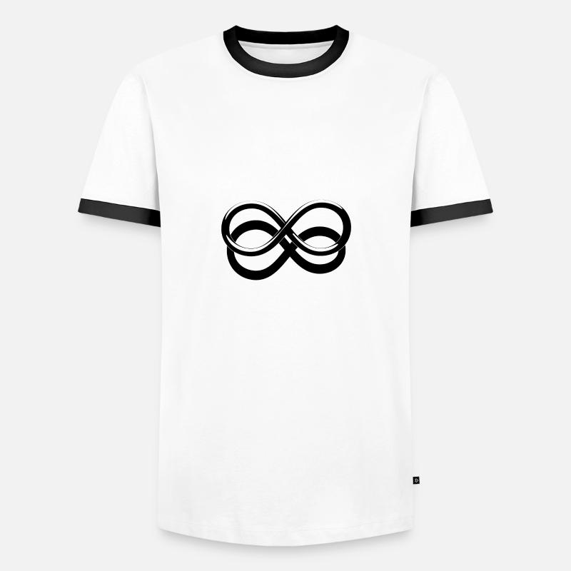 Infinite icon with drop shadow - Men's Ringer Shirt - white/black