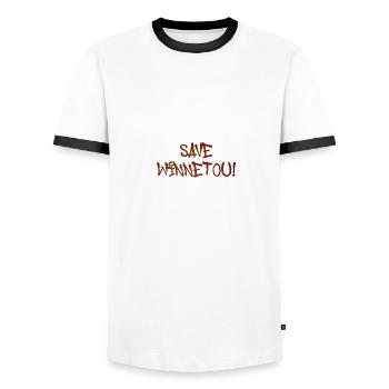 save winnetou,font,typo,black,western,brown - Men's Ringer Shirt - white/black - Front - AI Model Female 172 light (172cm) & AI Model Male 178 dark (178cm)