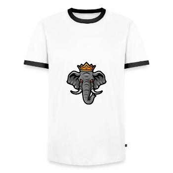 Elephant Head Crown - Men's Ringer Shirt - white/black - Front - AI Model Female 172 light (172cm) & AI Model Male 178 dark (178cm)