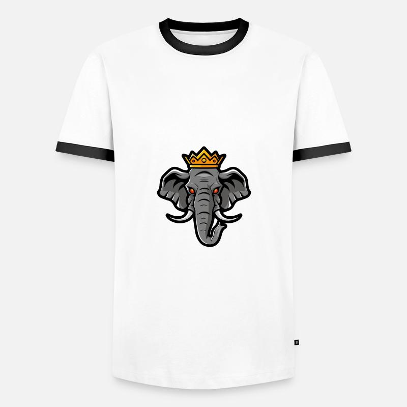 Elephant Head Crown - Men's Ringer Shirt - white/black