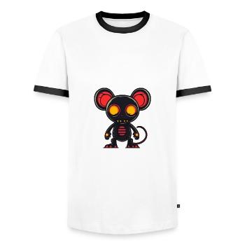 Mouse Halloween Animal - Men's Ringer Shirt - white/black - Front - AI Model Female 172 light (172cm) & AI Model Male 178 dark (178cm)