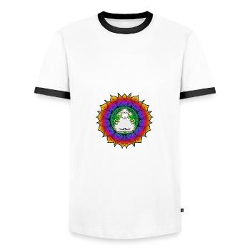 Sheep Mandala - Men's Ringer Shirt - white/black - Front - AI Model Female 172 light (172cm) & AI Model Male 178 dark (178cm)