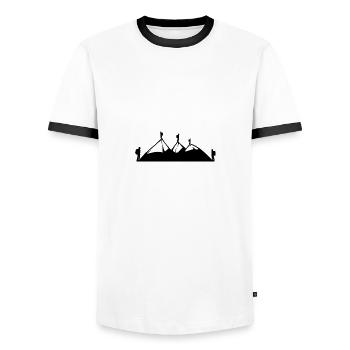 wandern berge,berg,wandern,schwarz-weiss - Männer Kontrast-T-Shirt - Weiß/Schwarz - Vorne - AI Model Female 172 light (172cm) & AI Model Male 178 dark (178cm)