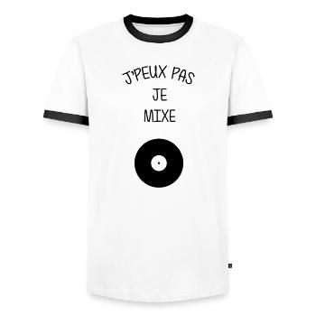 Mixer / DJ / Musique / Electro / Techno / Mix - T-shirt contrasté Homme - blanc/noir - Devant - AI Model Female 172 light (172cm) & AI Model Male 178 dark (178cm)