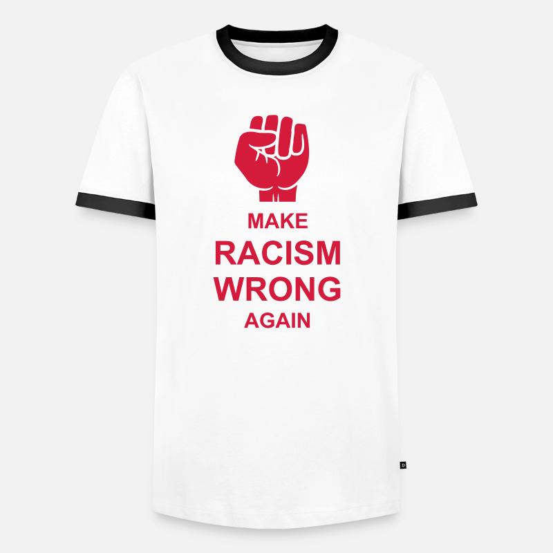 make racism wrong again - Men's Ringer Shirt - white/black