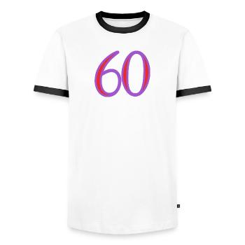 60. 60 YEARS - Men's Ringer Shirt - white/black - Front - AI Model Female 172 light (172cm) & AI Model Male 178 dark (178cm)