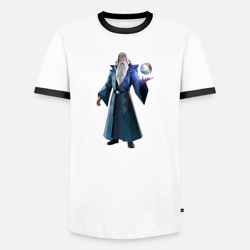 Wise Wizard - Cooles Low-Poly-Logo - Männer Kontrast-T-Shirt - Weiß/Schwarz