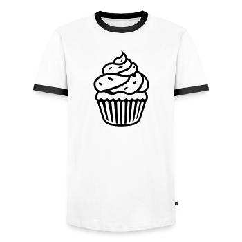 Cupcake - Men's Ringer Shirt - white/black - Front - AI Model Female 172 light (172cm) & AI Model Male 178 dark (178cm)