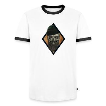 Pêcheur de crâne de barbe - T-shirt contrasté Homme - blanc/noir - Devant - AI Model Female 172 light (172cm) & AI Model Male 178 dark (178cm)