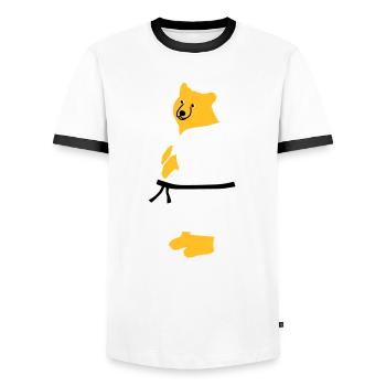 Taekwondo Bär - Männer Kontrast-T-Shirt - Weiß/Schwarz - Vorne - AI Model Female 172 light (172cm) & AI Model Male 178 dark (178cm)