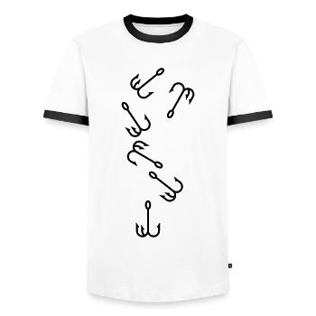 Icône de pêcheur à la ligne - T-shirt contrasté Homme - blanc/noir - Devant - AI Model Female 172 light (172cm) & AI Model Male 178 dark (178cm)