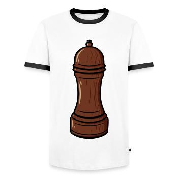 pepper mill salt mill pepper shaker pepper salt - Men's Ringer Shirt - white/black - Front - AI Model Female 172 light (172cm) & AI Model Male 178 dark (178cm)