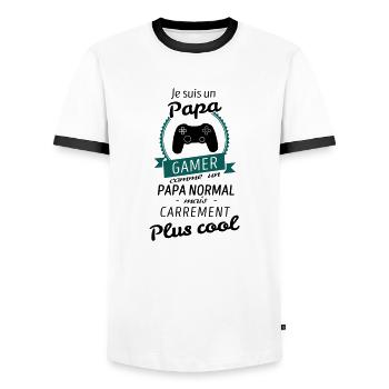 Je suis un papa Gamer cadeau - T-shirt contrasté Homme - blanc/noir - Devant - AI Model Female 172 light (172cm) & AI Model Male 178 dark (178cm)