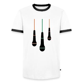 Mikros - Männer Kontrast-T-Shirt - Weiß/Schwarz - Vorne - AI Model Female 172 light (172cm) & AI Model Male 178 dark (178cm)