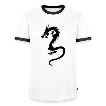 dragon CHINESE - Men's Ringer Shirt - white/black - Front - AI Model Female 172 light (172cm) & AI Model Male 178 dark (178cm)