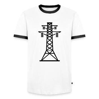strommast_yu1 - Men's Ringer Shirt - white/black - Front - AI Model Female 172 light (172cm) & AI Model Male 178 dark (178cm)