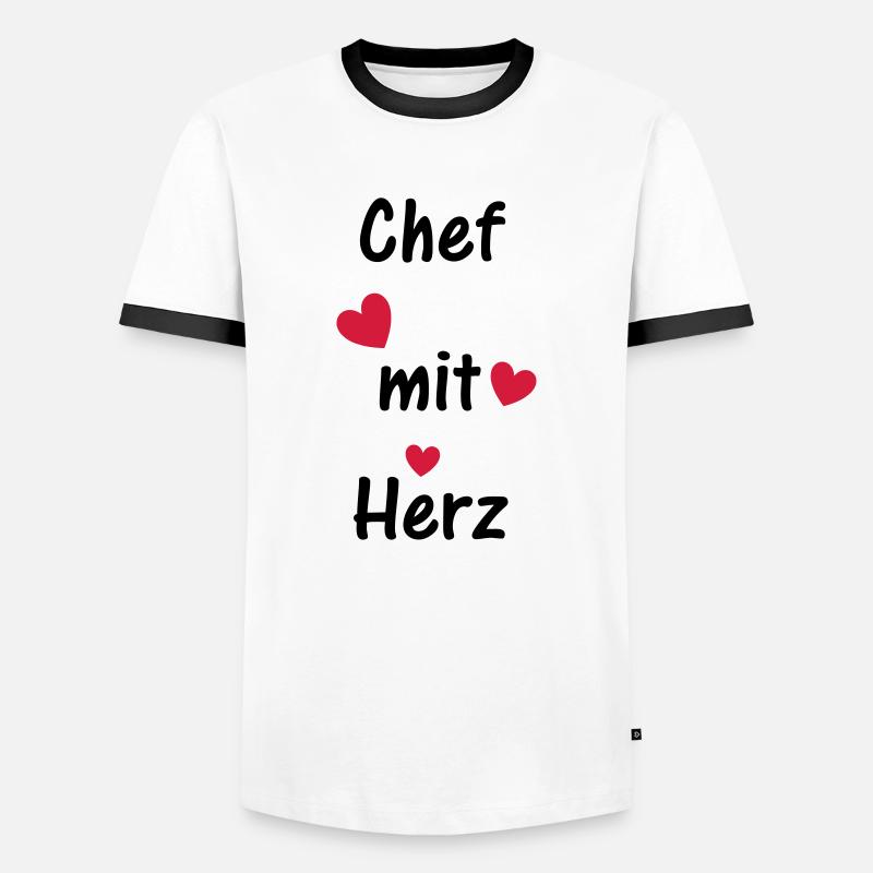 Chef mit Herz - Männer Kontrast-T-Shirt - Weiß/Schwarz