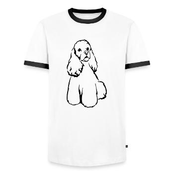American Cocker Spaniel - Men's Ringer Shirt - white/black - Front - AI Model Female 172 light (172cm) & AI Model Male 178 dark (178cm)