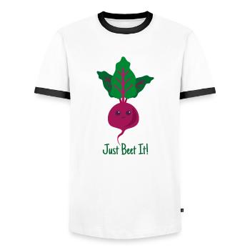 Just beet it gift plants Vegan saying - Men's Ringer Shirt - white/black - Front - AI Model Female 172 light (172cm) & AI Model Male 178 dark (178cm)