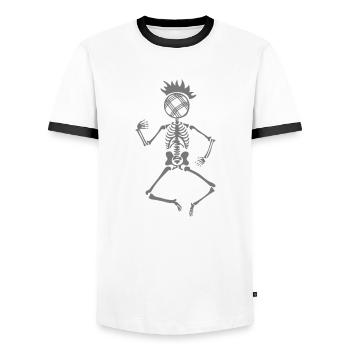 skeleton petanque - Men's Ringer Shirt - white/black - Front - AI Model Female 172 light (172cm) & AI Model Male 178 dark (178cm)