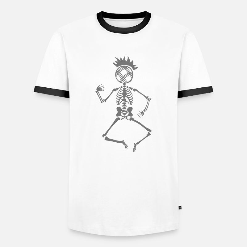 petanque squelette - T-shirt contrasté Homme - blanc/noir