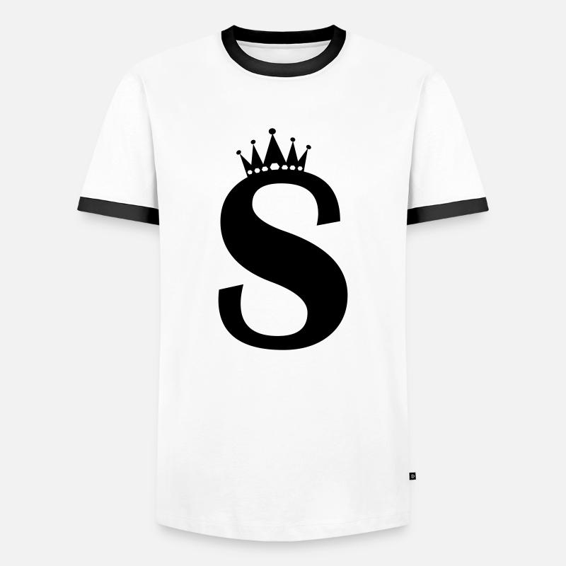 letter S crown - Men's Ringer Shirt - white/black
