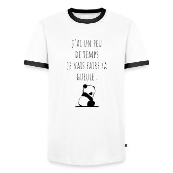 j'ai un peu de temps je vais faire la gueule - T-shirt contrasté Homme - blanc/noir - Devant - AI Model Female 172 light (172cm) & AI Model Male 178 dark (178cm)