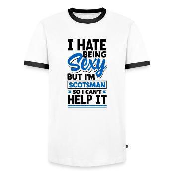 Schottisches Schottland Schottische Flagge Zitat - Männer Kontrast-T-Shirt - Weiß/Schwarz - Vorne - AI Model Female 172 light (172cm) & AI Model Male 178 dark (178cm)