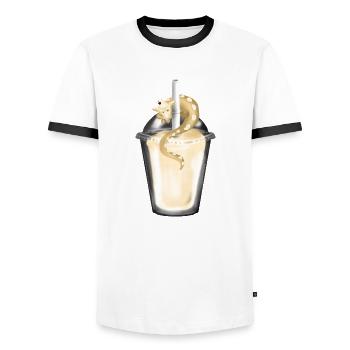 Milkshake with dragon - Men's Ringer Shirt - white/black - Front - AI Model Female 172 light (172cm) & AI Model Male 178 dark (178cm)