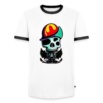 Multicolored sqelette - Men's Ringer Shirt - white/black - Front - AI Model Female 172 light (172cm) & AI Model Male 178 dark (178cm)