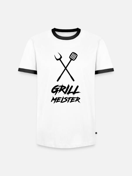 grillmeister - Männer Kontrast-T-Shirt - Weiß/Schwarz