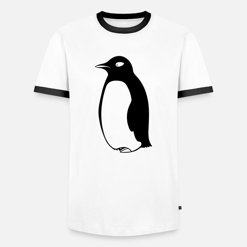 Pinguin - Männer Kontrast-T-Shirt - Weiß/Schwarz
