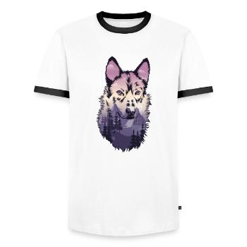 Wolf Shepherd Dog - Men's Ringer Shirt - white/black - Front - AI Model Female 172 light (172cm) & AI Model Male 178 dark (178cm)