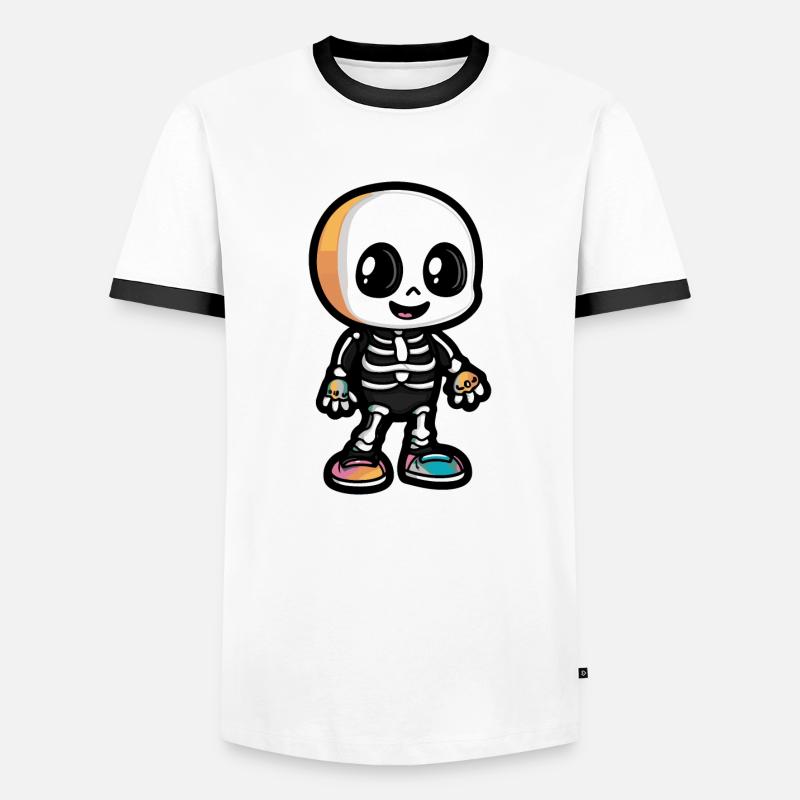Skeleton Cute Halloween Comic - Men's Ringer Shirt - white/black