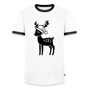 renne de noel - T-shirt contrasté Homme - blanc/noir - Devant - AI Model Female 172 light (172cm) & AI Model Male 178 dark (178cm)