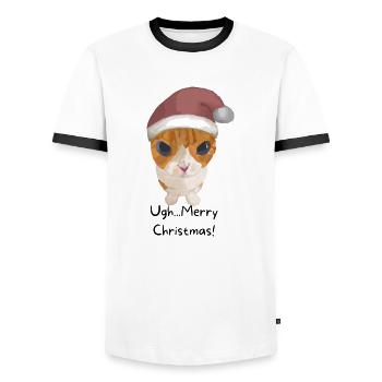 Sassy Cat - Merry Christmas! - Men's Ringer Shirt - white/black - Front - AI Model Female 172 light (172cm) & AI Model Male 178 dark (178cm)