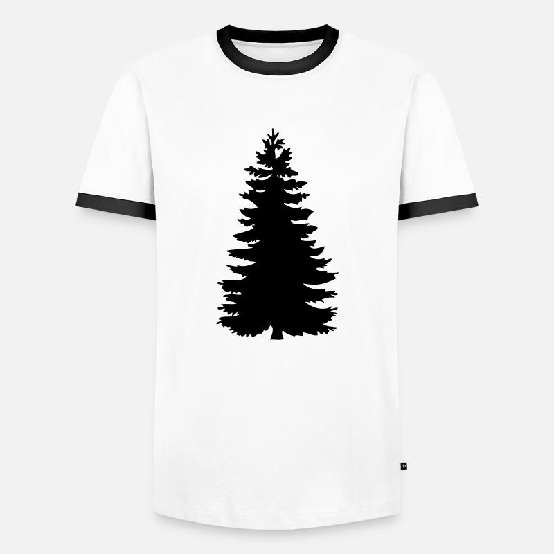 Baumsilhouette - Männer Kontrast-T-Shirt - Weiß/Schwarz