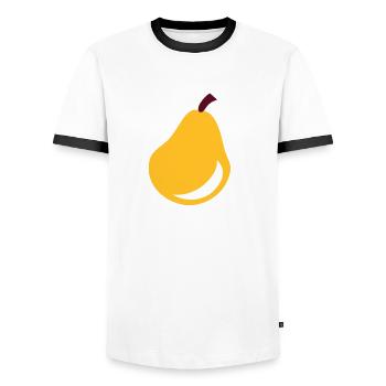Birne - Obst - Männer Kontrast-T-Shirt - Weiß/Schwarz - Vorne - AI Model Female 172 light (172cm) & AI Model Male 178 dark (178cm)