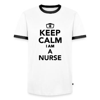 Keep calm I'm a Nurse - Men's Ringer Shirt - white/black - Front - AI Model Female 172 light (172cm) & AI Model Male 178 dark (178cm)