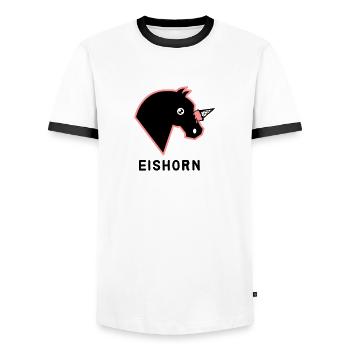 Eishorn - Einhorn Eis Parodie - Männer Kontrast-T-Shirt - Weiß/Schwarz - Vorne - AI Model Female 172 light (172cm) & AI Model Male 178 dark (178cm)